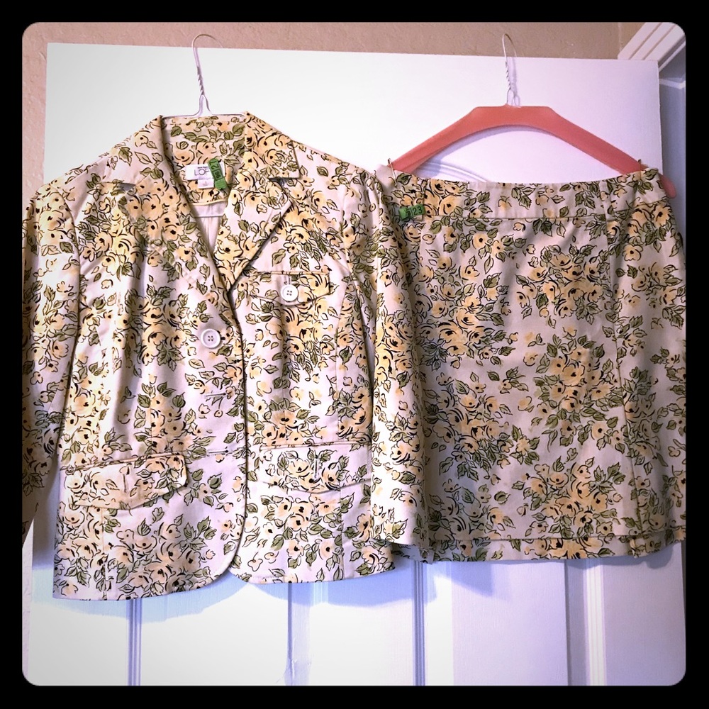 Ann Taylor LOFT floral skirt suit set outfit
